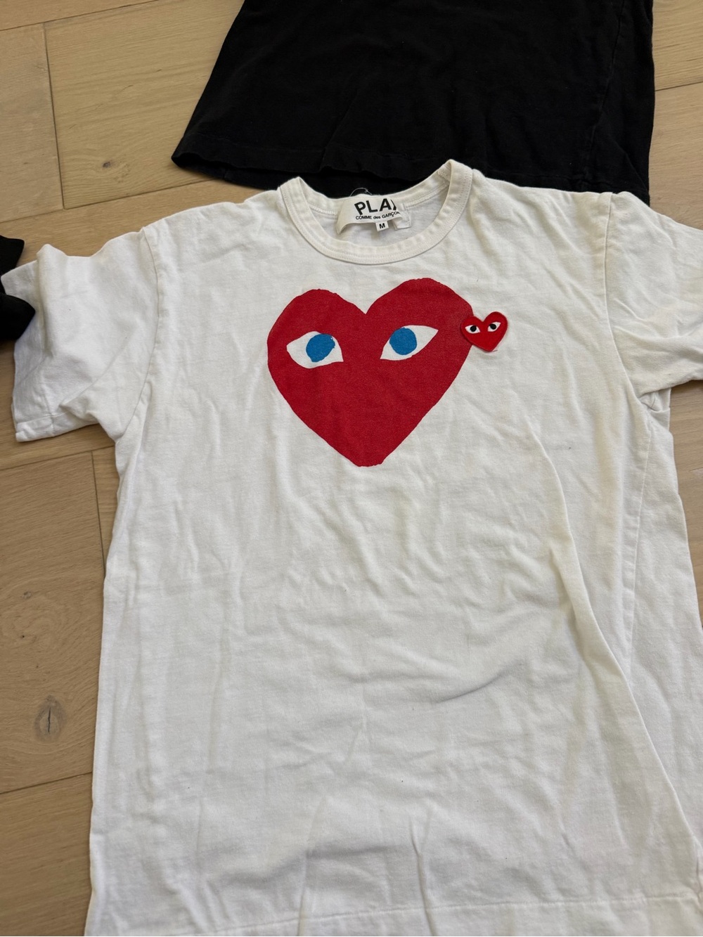 Comme des Garcons PLAY White Tee with Red Heart Logo